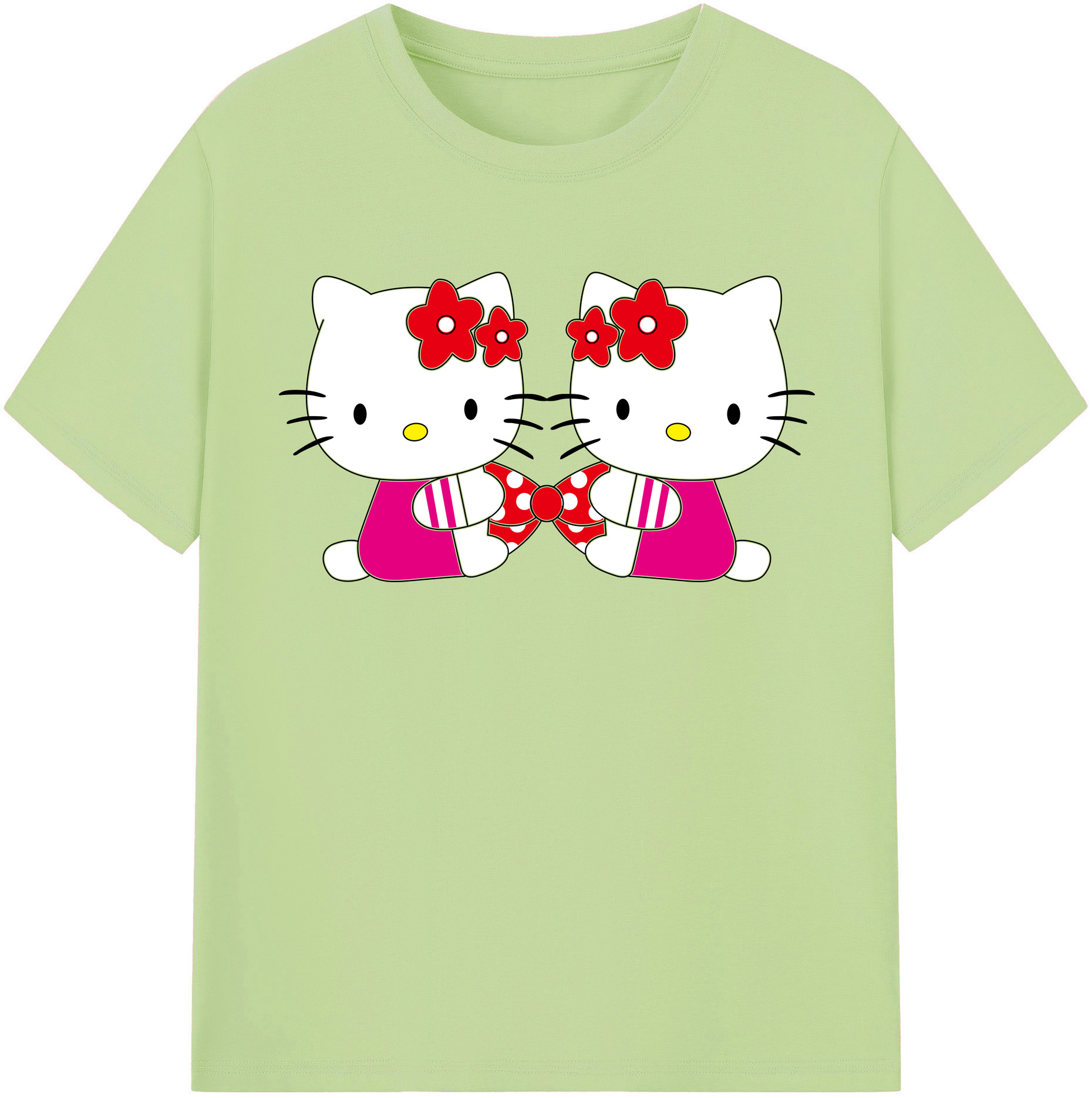 （画像用） Hello Kitty ハローキティ 綿100％半袖Tシャツ（フロントプリント）